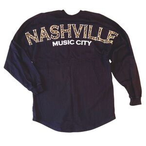 Spirit Jersey Nashville Music City Shirt S Black Oversized Long Sleeve Notes